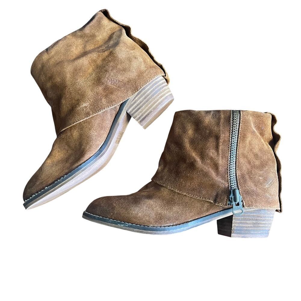 ZODIAC NETALIA Women's Western Brown Leather Ankle Boots Size 7M